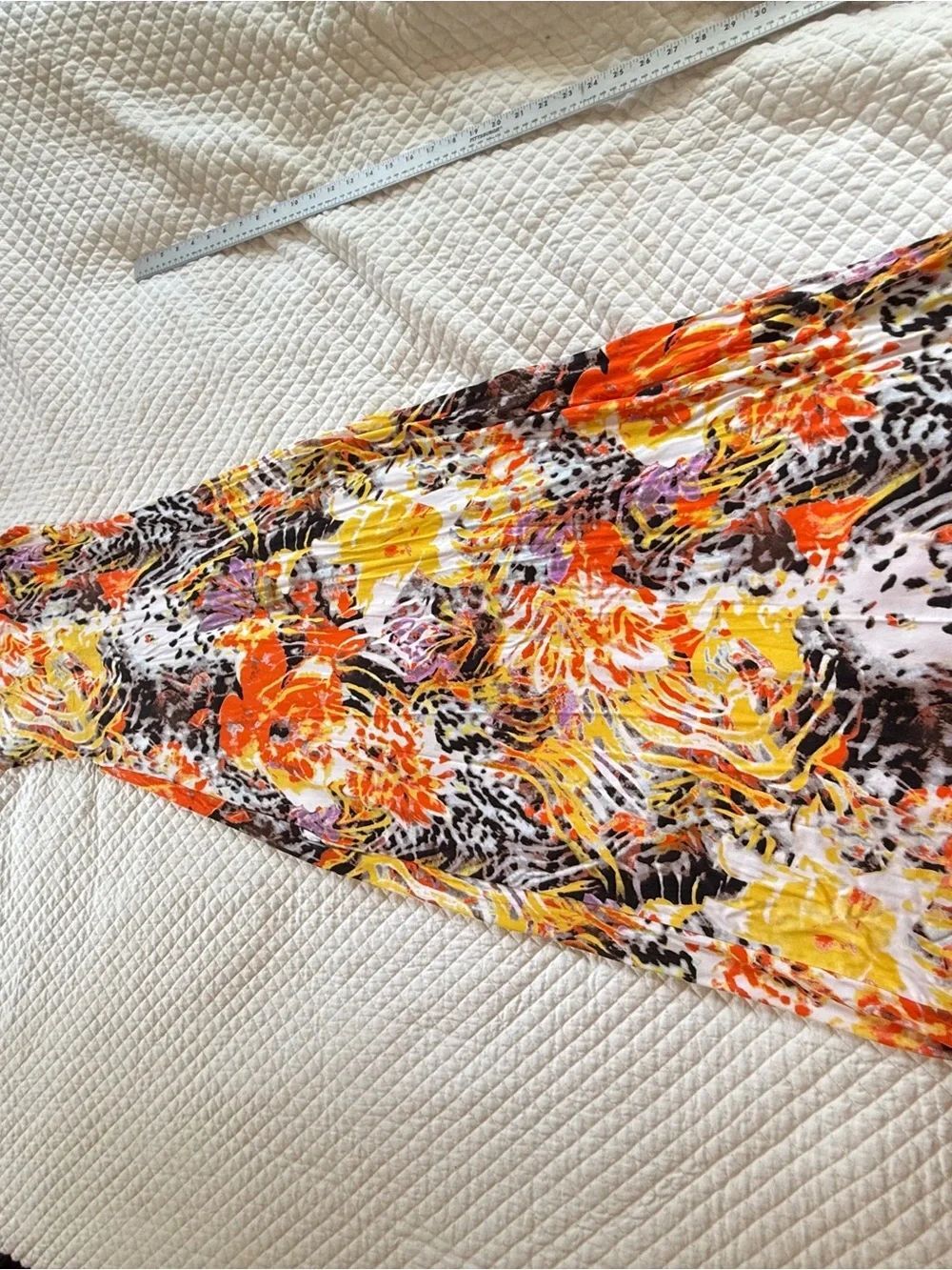 Peter Nygård White Orange Black Knit Maxi Dress Size 10 - Picture 6 of 10